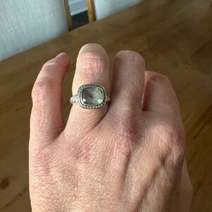 David Yurman Silver Prasiolite & Diamond Ring size 6